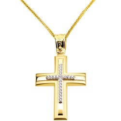 Χρυσός βαπτιστικός σταυρός Κ14 με αλυσίδα